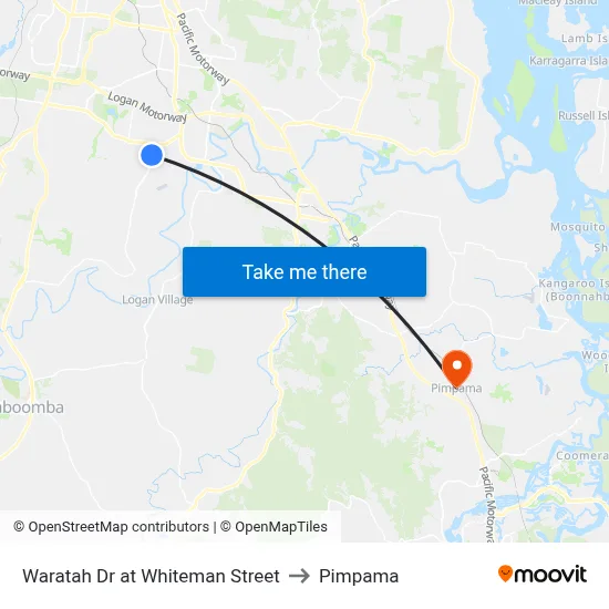 Waratah Dr at Whiteman Street to Pimpama map