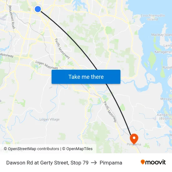 Dawson Rd at Gerty Street, Stop 79 to Pimpama map