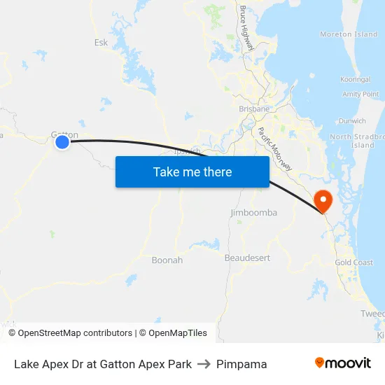 Lake Apex Dr at Gatton Apex Park to Pimpama map