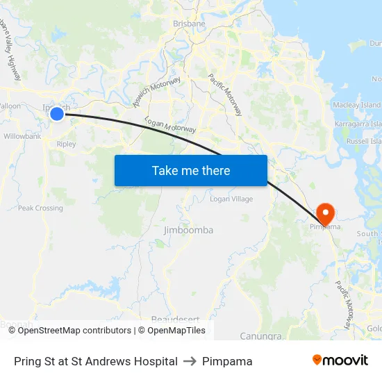 Pring St at St Andrews Hospital to Pimpama map