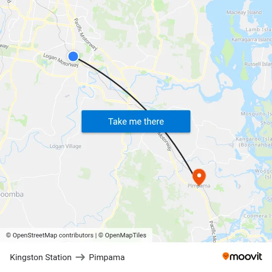 Kingston Station to Pimpama map