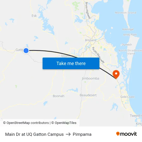 Main Dr at UQ Gatton Campus to Pimpama map