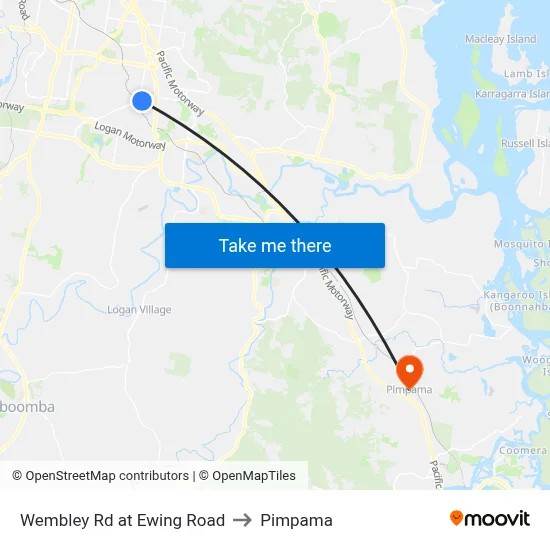 Wembley Rd at Ewing Road to Pimpama map