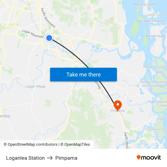 Loganlea Station to Pimpama map