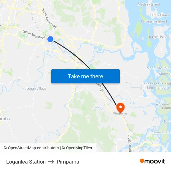 Loganlea Station to Pimpama map