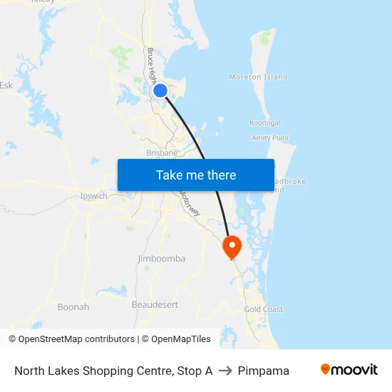 North Lakes Shopping Centre, Stop A to Pimpama map
