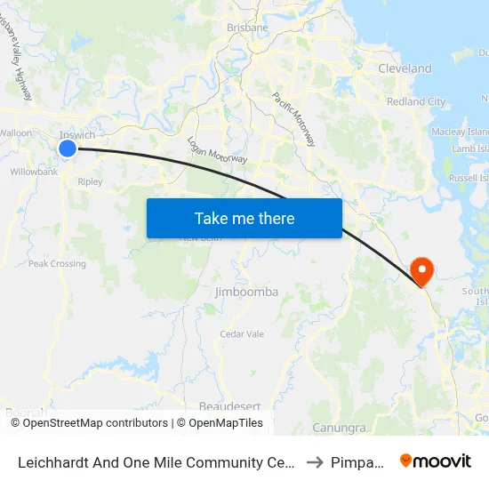 Leichhardt And One Mile Community Centre to Pimpama map