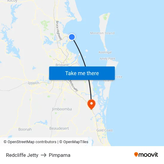 Redcliffe Jetty to Pimpama map