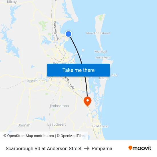 Scarborough Rd at Anderson Street to Pimpama map