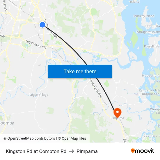 Kingston Rd at Compton Rd to Pimpama map