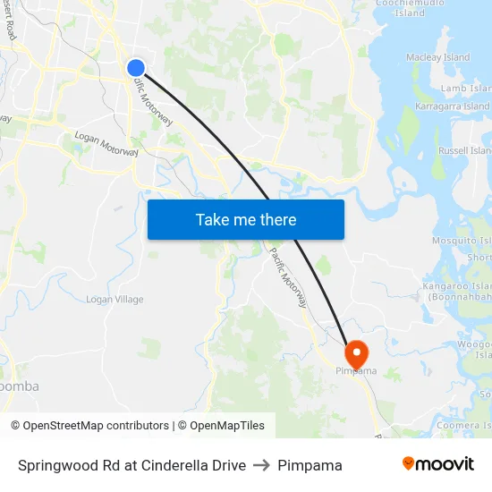 Springwood Rd at Cinderella Drive to Pimpama map