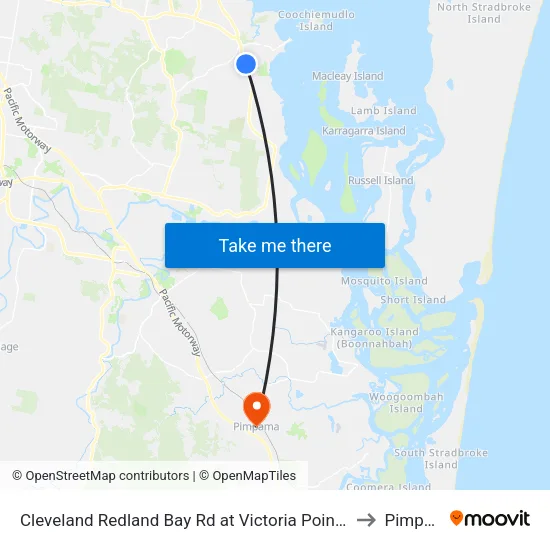 Cleveland Redland Bay Rd at Victoria Point High School to Pimpama map