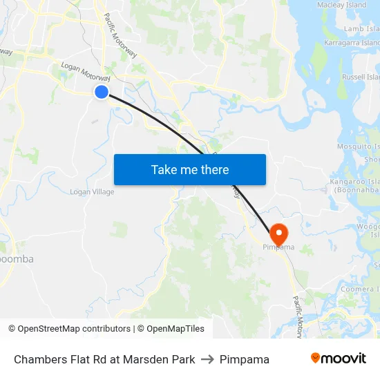 Chambers Flat Rd at Marsden Park to Pimpama map