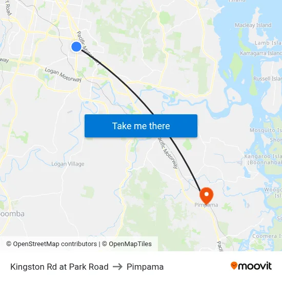 Kingston Rd at Park Road to Pimpama map