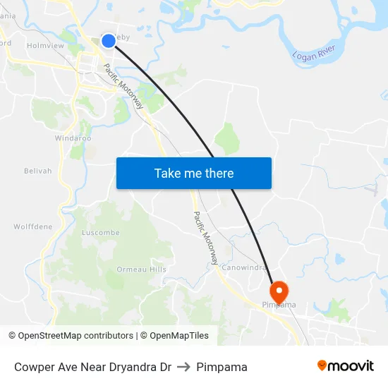 Cowper Ave Near Dryandra Dr to Pimpama map