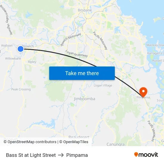Bass St at Light Street to Pimpama map