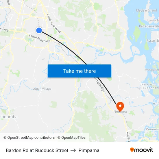 Bardon Rd at Rudduck Street to Pimpama map