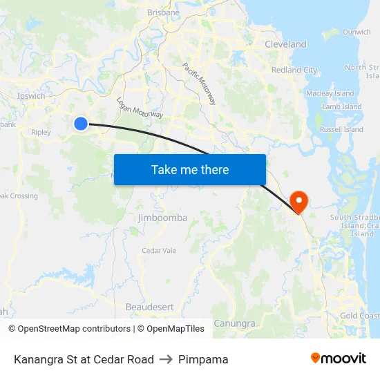 Kanangra St at Cedar Road to Pimpama map