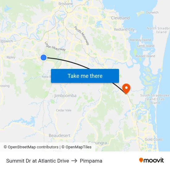 Summit Dr at Atlantic Drive to Pimpama map