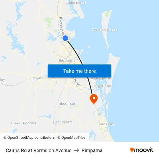 Cairns Rd at Vermilion Avenue to Pimpama map