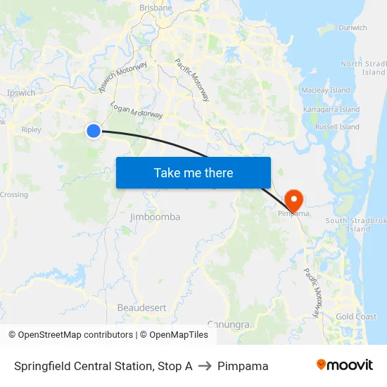 Springfield Central Station, Stop A to Pimpama map