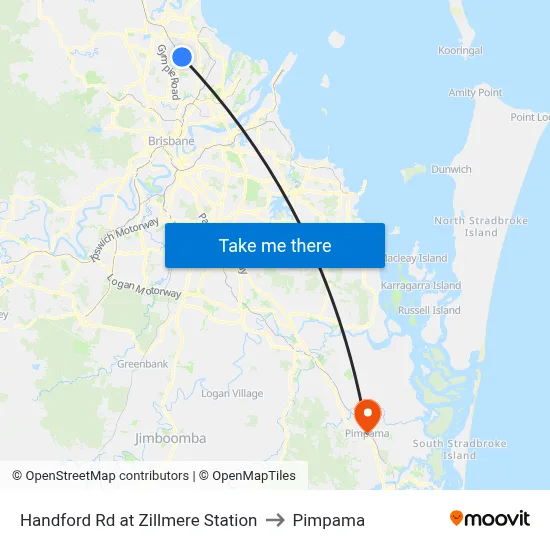 Handford Rd at Zillmere Station to Pimpama map