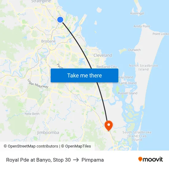 Royal Pde at Banyo, Stop 30 to Pimpama map