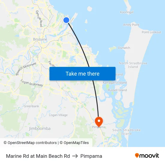 Marine Rd at Main Beach Rd to Pimpama map