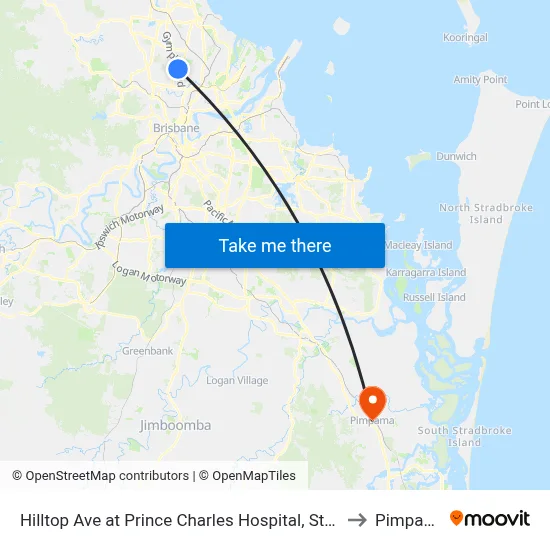 Hilltop Ave at Prince Charles Hospital, Stop 35 to Pimpama map