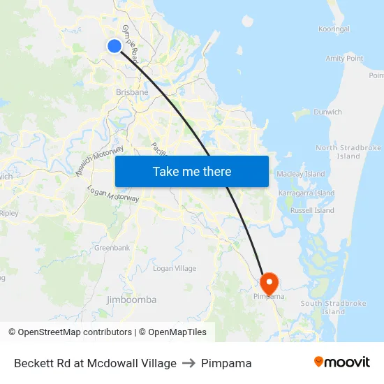 Beckett Rd at Mcdowall Village to Pimpama map