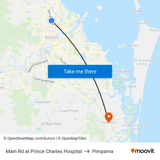 Main Rd at Prince Charles Hospital to Pimpama map