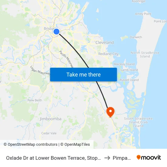 Oxlade Dr at Lower Bowen Terrace, Stop 19 to Pimpama map