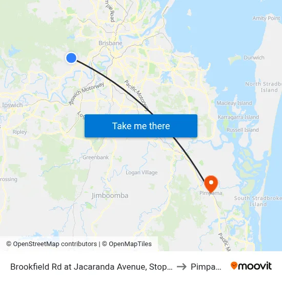 Brookfield Rd at Jacaranda Avenue, Stop 43 to Pimpama map