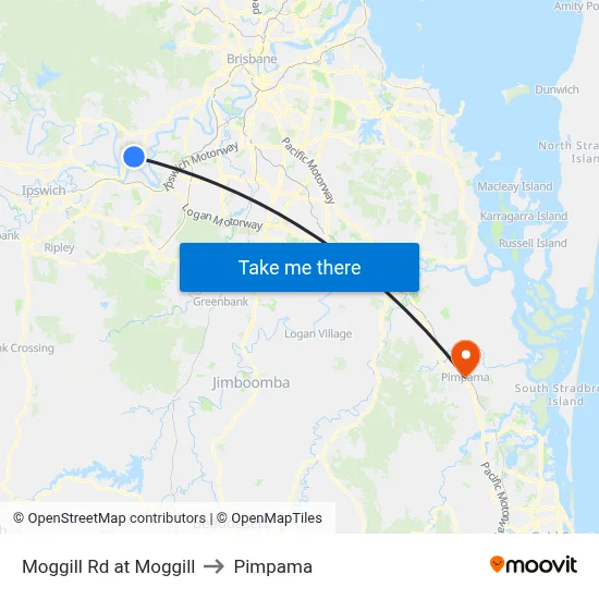 Moggill Rd at Moggill to Pimpama map
