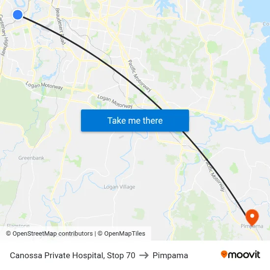 Canossa Private Hospital, Stop 70 to Pimpama map