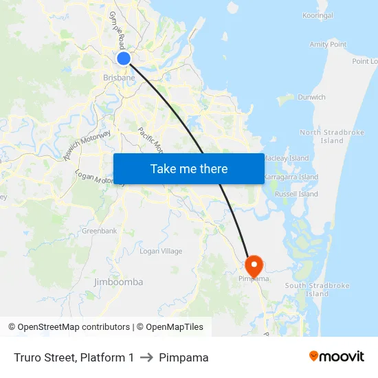 Truro Street, Platform 1 to Pimpama map