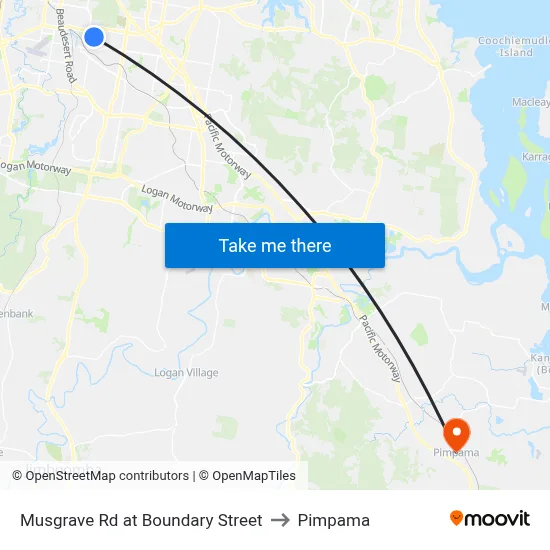 Musgrave Rd at Boundary Street to Pimpama map
