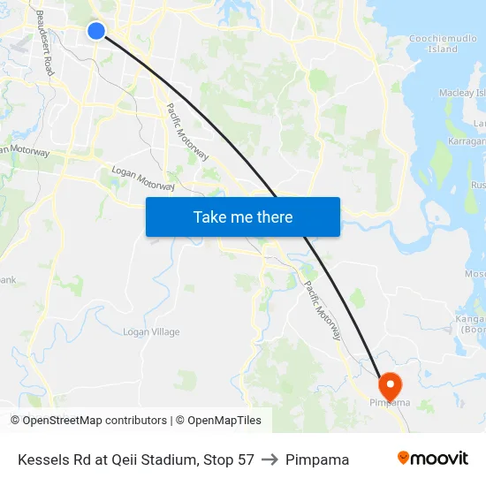 Kessels Rd at Qeii Stadium, Stop 57 to Pimpama map