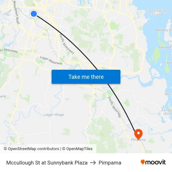 Mccullough St at Sunnybank Plaza to Pimpama map