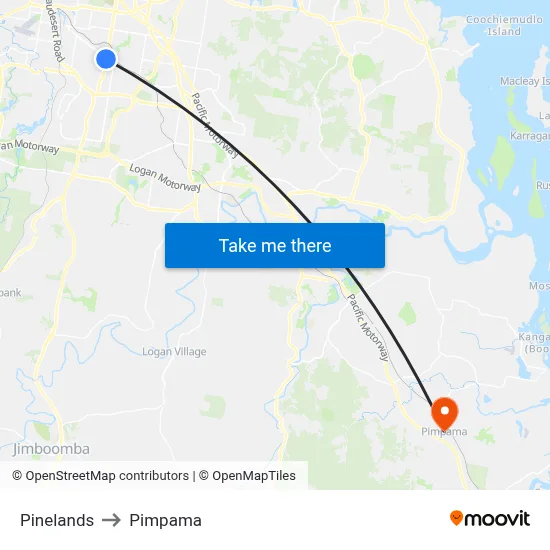 Pinelands to Pimpama map