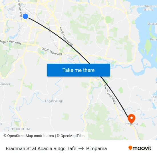 Bradman St at Acacia Ridge Tafe to Pimpama map