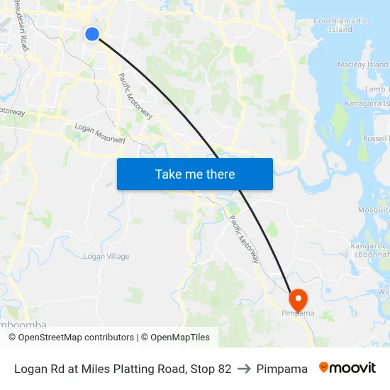 Logan Rd at Miles Platting Road, Stop 82 to Pimpama map