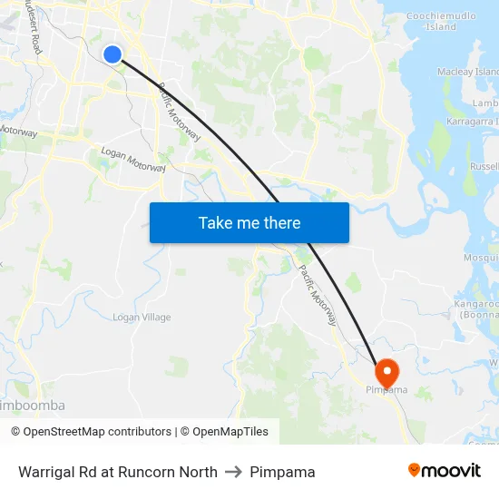 Warrigal Rd at Runcorn North to Pimpama map