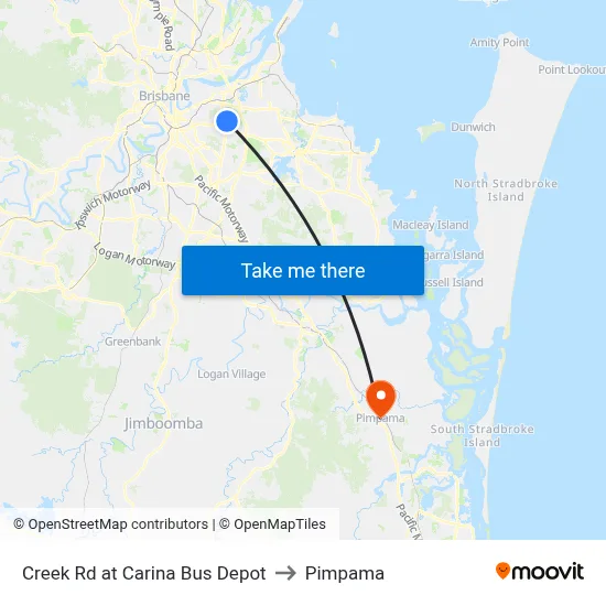 Creek Rd at Carina Bus Depot to Pimpama map