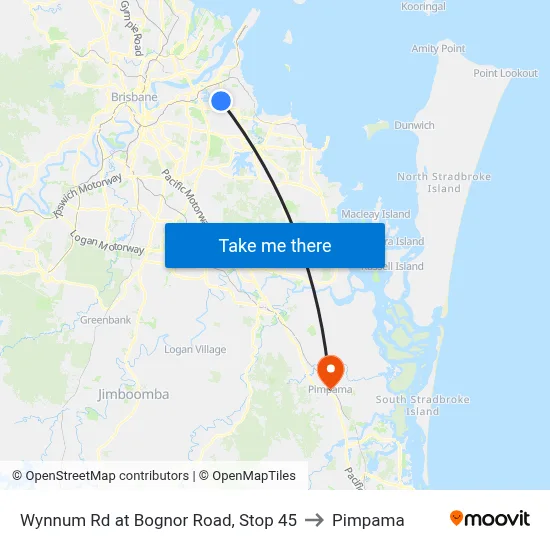Wynnum Rd at Bognor Road, Stop 45 to Pimpama map