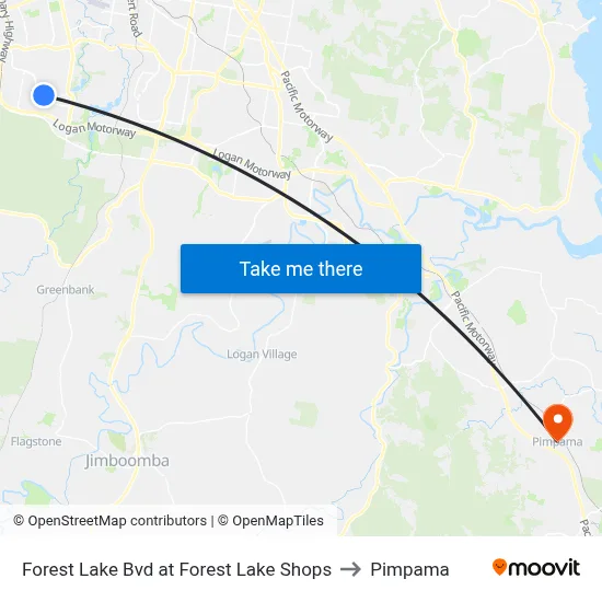 Forest Lake Bvd at Forest Lake Shops to Pimpama map