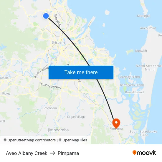 Aveo Albany Creek to Pimpama map