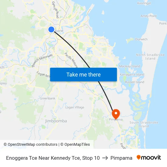 Enoggera Tce Near Kennedy Tce, Stop 10 to Pimpama map