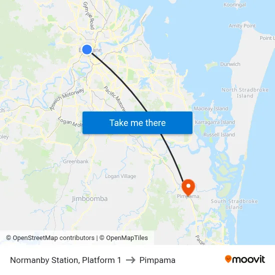 Normanby Station, Platform 1 to Pimpama map