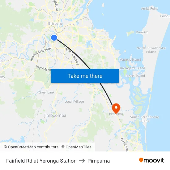 Fairfield Rd at Yeronga Station to Pimpama map